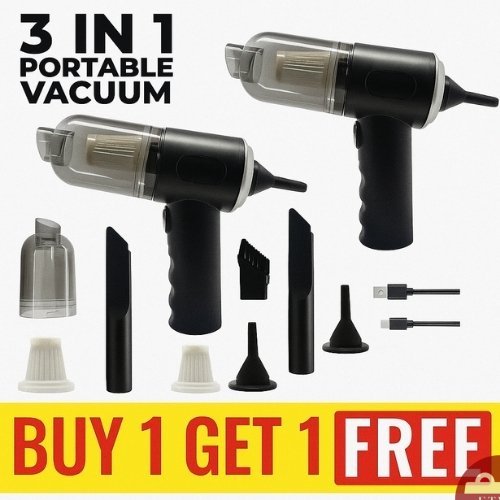 Portable Vacuum Cleaner for Car – Buy 1 Get 1 Free!