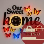 Sweet Home Wall Clock + Butterfly Leds
