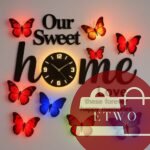 Sweet Home Wall Clock + Butterfly Leds