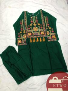 embroidered shirt and trouser set for women