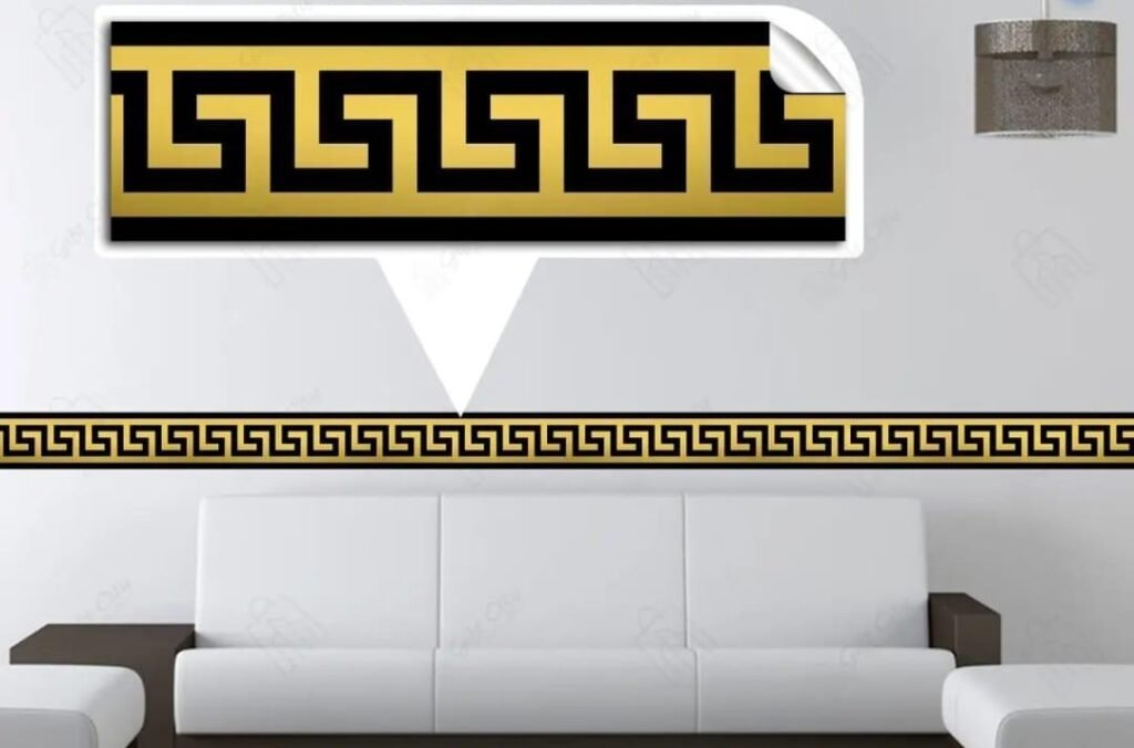 Abstract geometric wall décor stickers applied in living room
