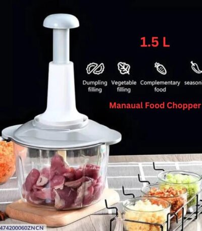 Manual food chopper with stainless steel rotating blades