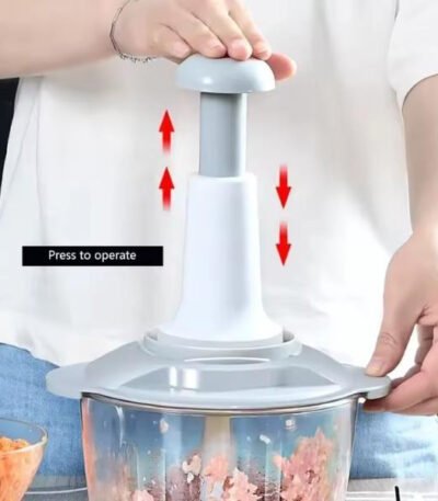 Hand push food chopper for quick vegetable cutting