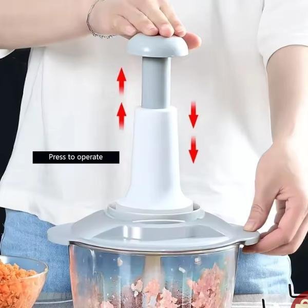 Hand push food chopper for quick vegetable cutting