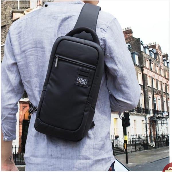 Multipurpose Chest Pack Shoulder Bag in black nylon – crossbody travel bag for men and women