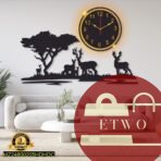 Grazing Deer Design Laminated Wall Clock with LED Backlight
