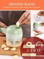 Portable electric chopper with 4-piece slicer set