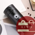 Stainless steel travel coffee mug with spill-resistant lid