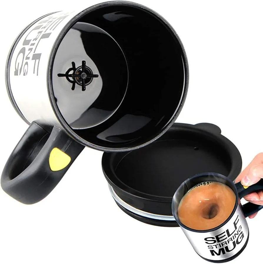 Smart self stirring mug with ergonomic handle